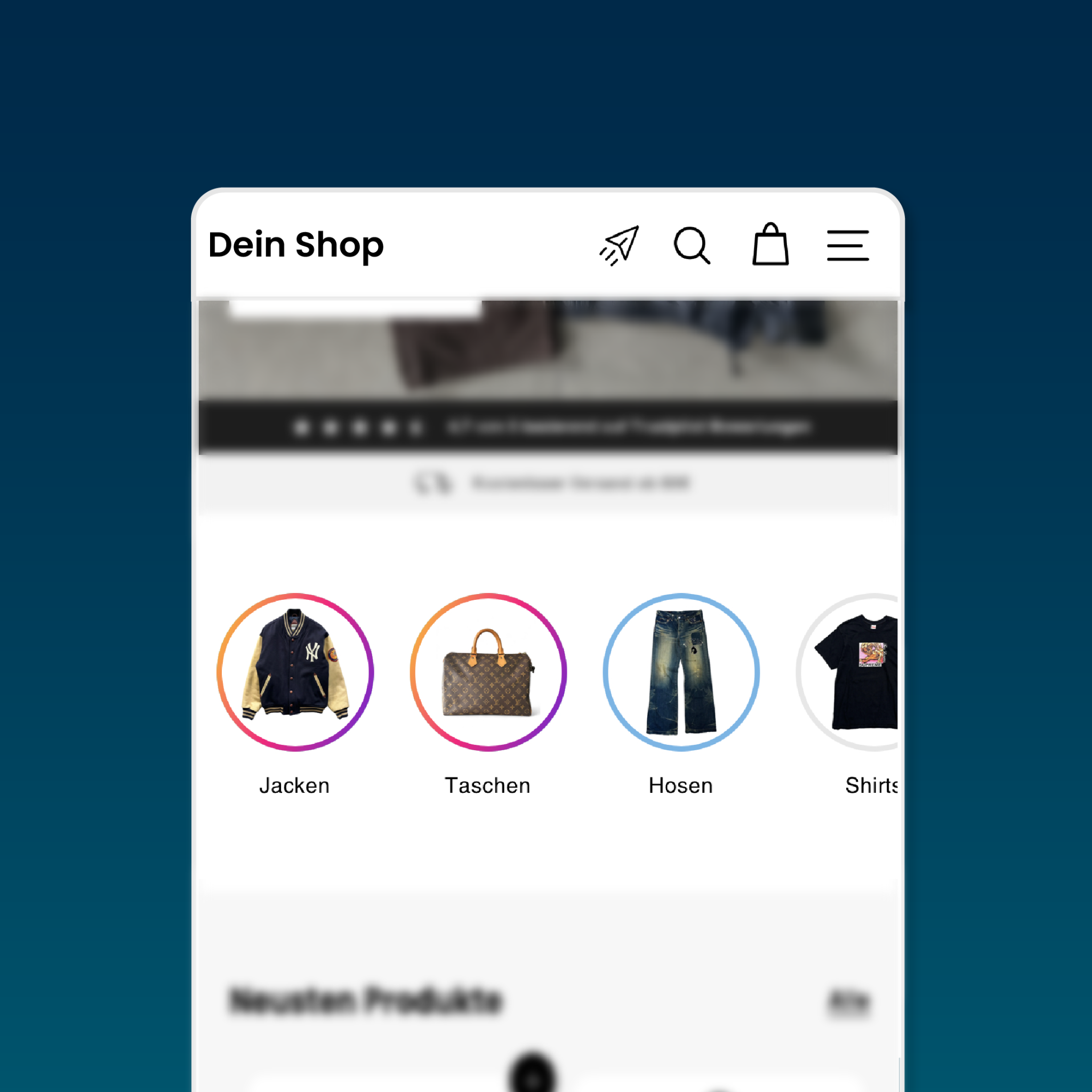Instagram-Story-inspirierter Navigation Slider für Shopify-Shops von Floow Media: Verbinden Sie Ihren Shop nahtlos mit Ihrer Instagram-Ästhetik und bieten Sie Ihren Kunden ein ansprechendes Einkaufserlebnis.