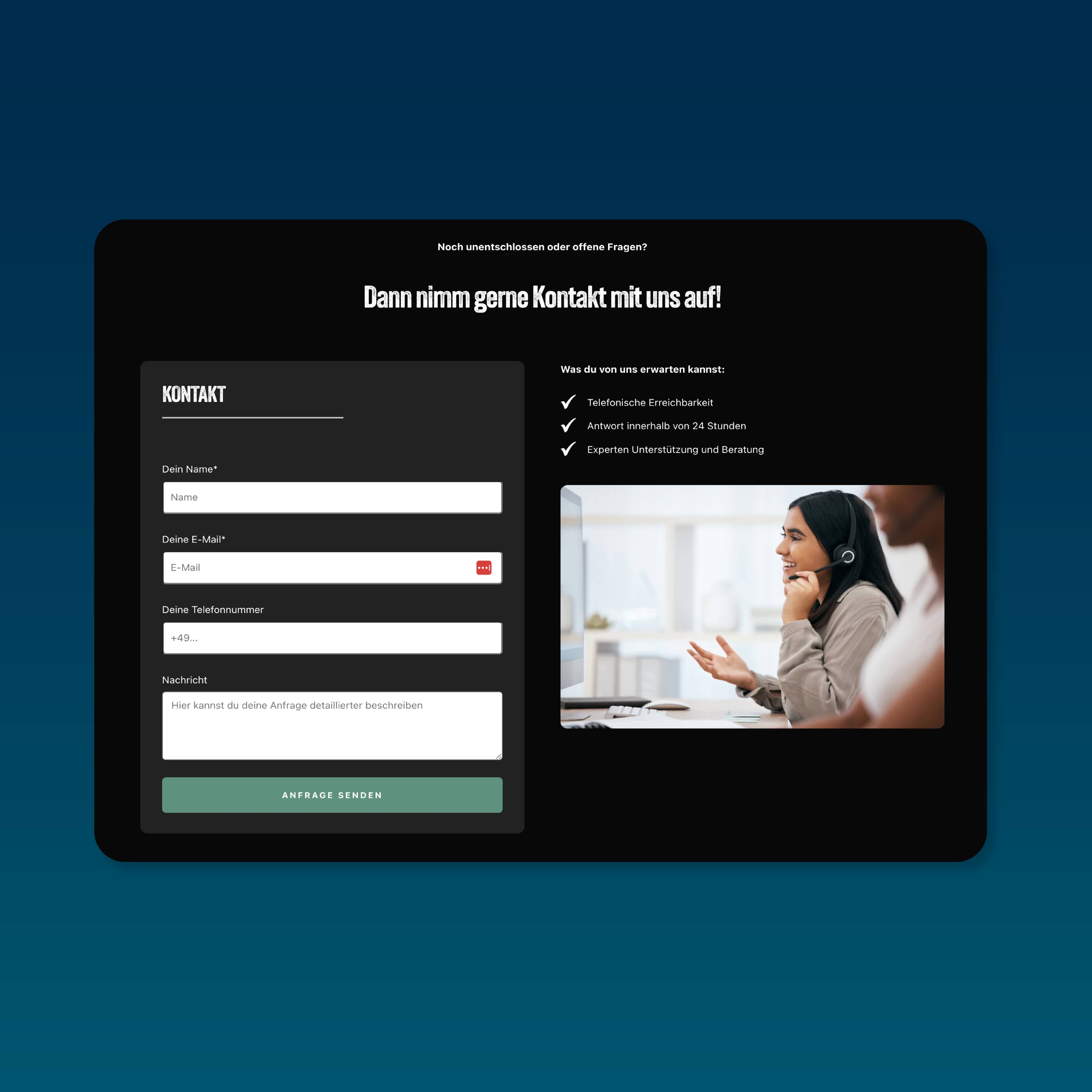 Customizable contact form